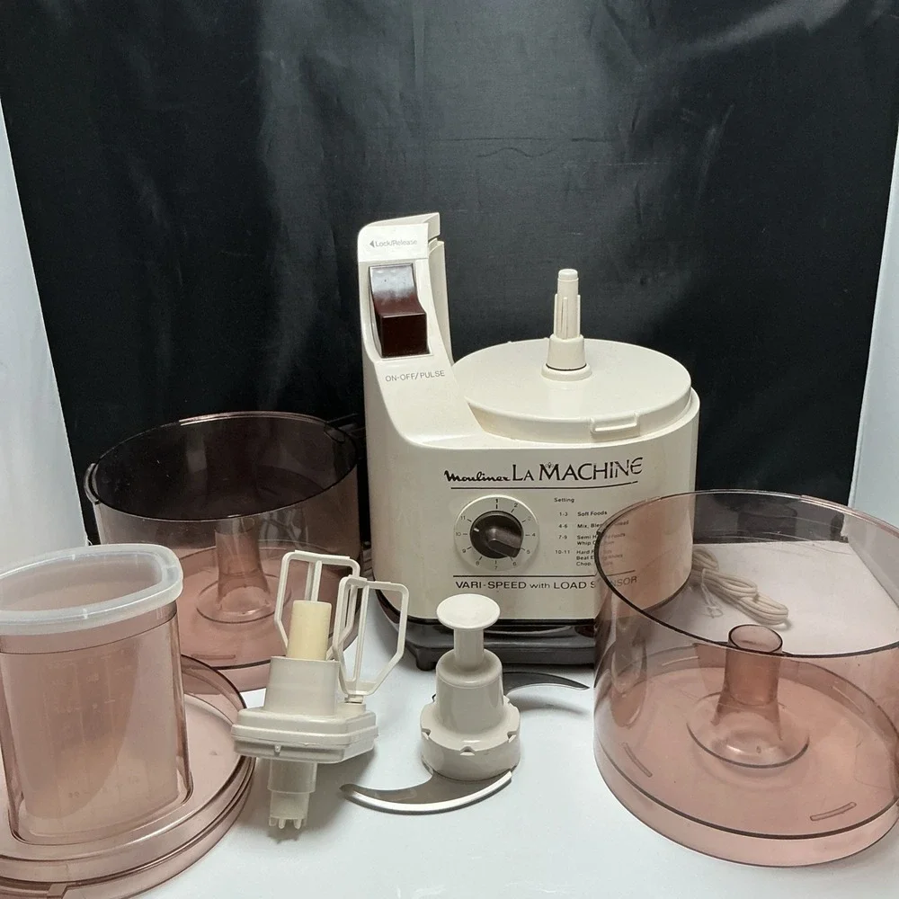 La Machine Food Processor Model LM5 Moulinex 375w Vintage 1970s 7 Piece Tested
